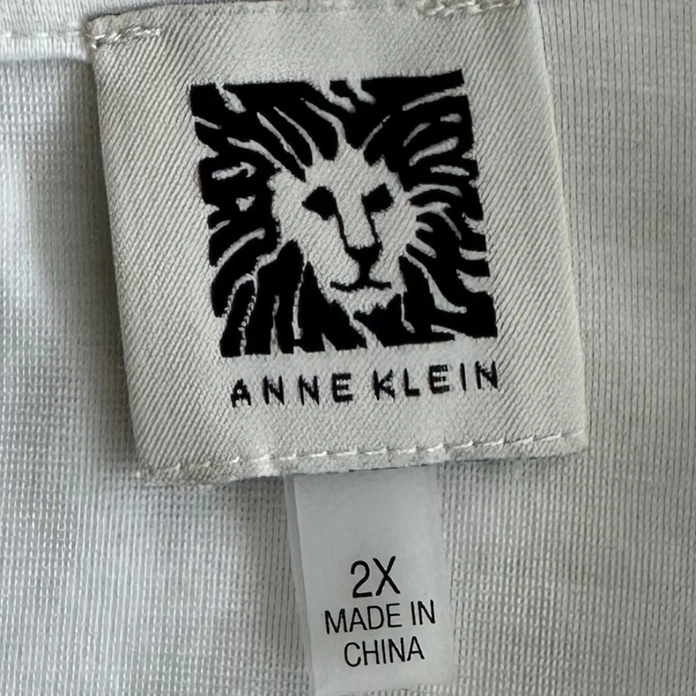 Anne Klein Harmony Knit Lace Trim Elbow Sleeve T-Shirt White Size 2X Casual - Picture 7 of 13